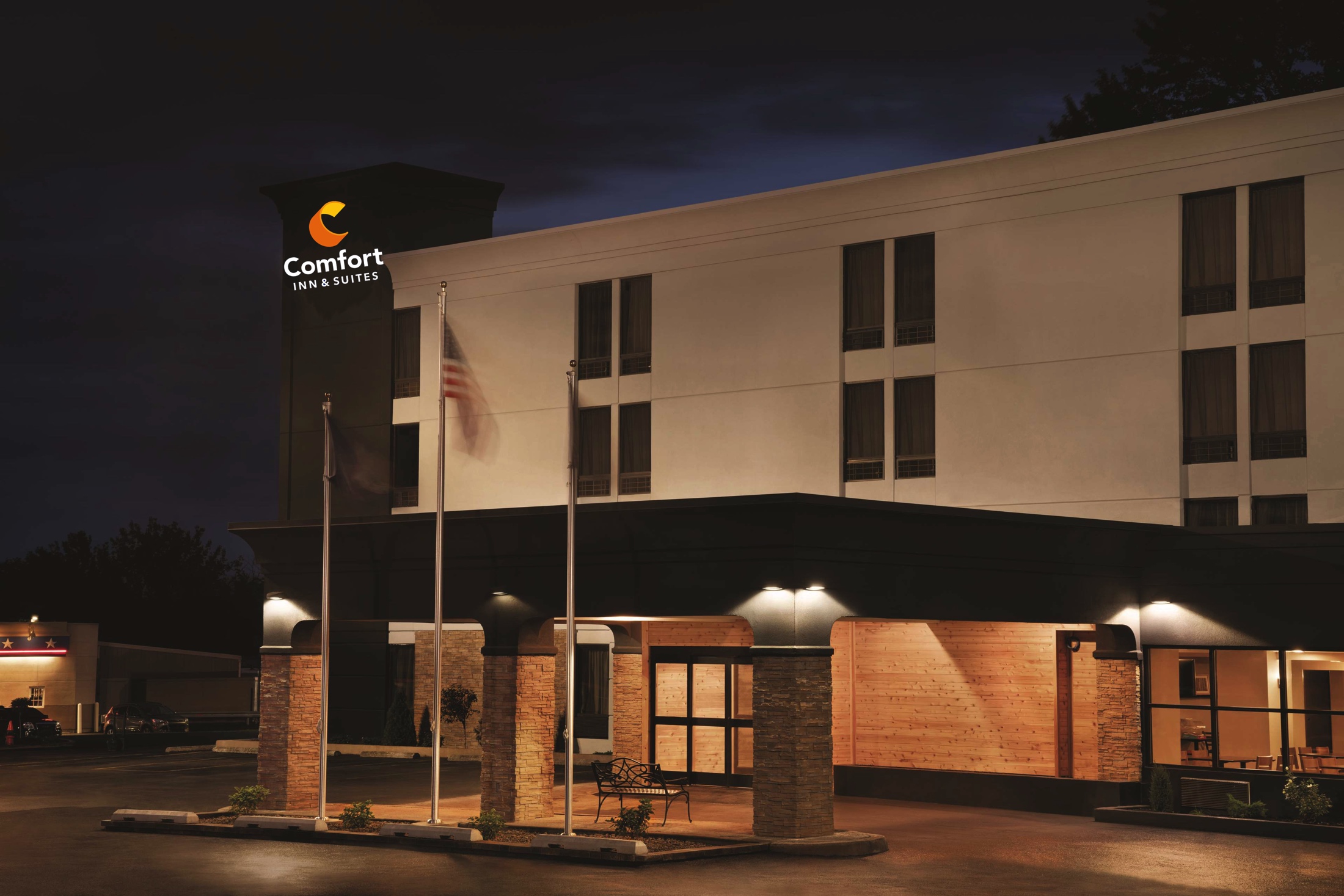 Comfort Inn & Suites exterior at night